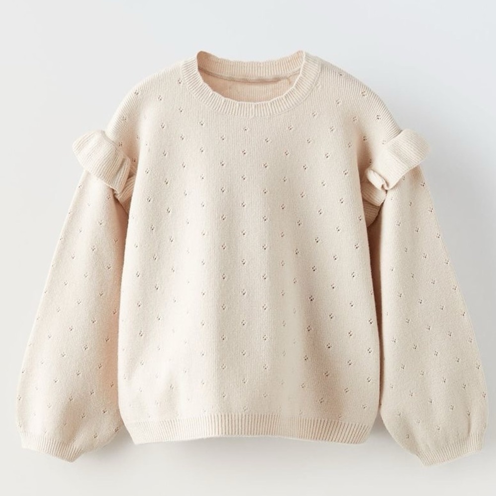 Zara Beige Sweater with Textured Ruffles 12-18 months